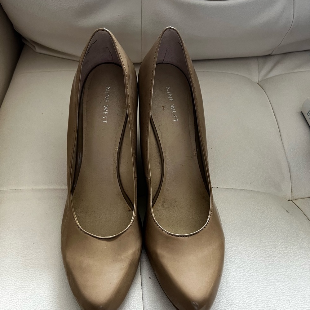 Beige Nine West Wedge Heels Size 10 1/2.